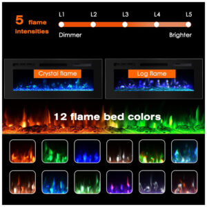 ectq5q2ch1v80b_2 jpg - Lareira Elétrica de Embutir A54x101L com Controle Remoto e Luz de LED, 1500W, 110v, PAOLFOX Electric Fireplace, Preto