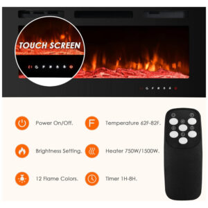 ectq5q2ch1v80b_3 jpg - Lareira Elétrica de Embutir A54x101L com Controle Remoto e Luz de LED, 1500W, 110v, PAOLFOX Electric Fireplace, Preto