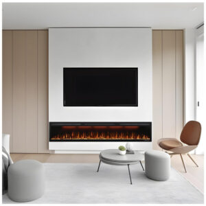 ectq5q3bglk80b_3 jpg - Lareira Elétrica de Embutir A45x223L com Controle Remoto e Digital, Luz LED, Chama Ajustável, 1500W, 110v, MYSTFLAME, Preto