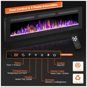 ectq5ywyf2lb0b_1 jpg - Lareira Elétrica de Embutir A43x172L com Controle Remoto e Chamas Multicolorida, 110V, BETELNUT, Preta