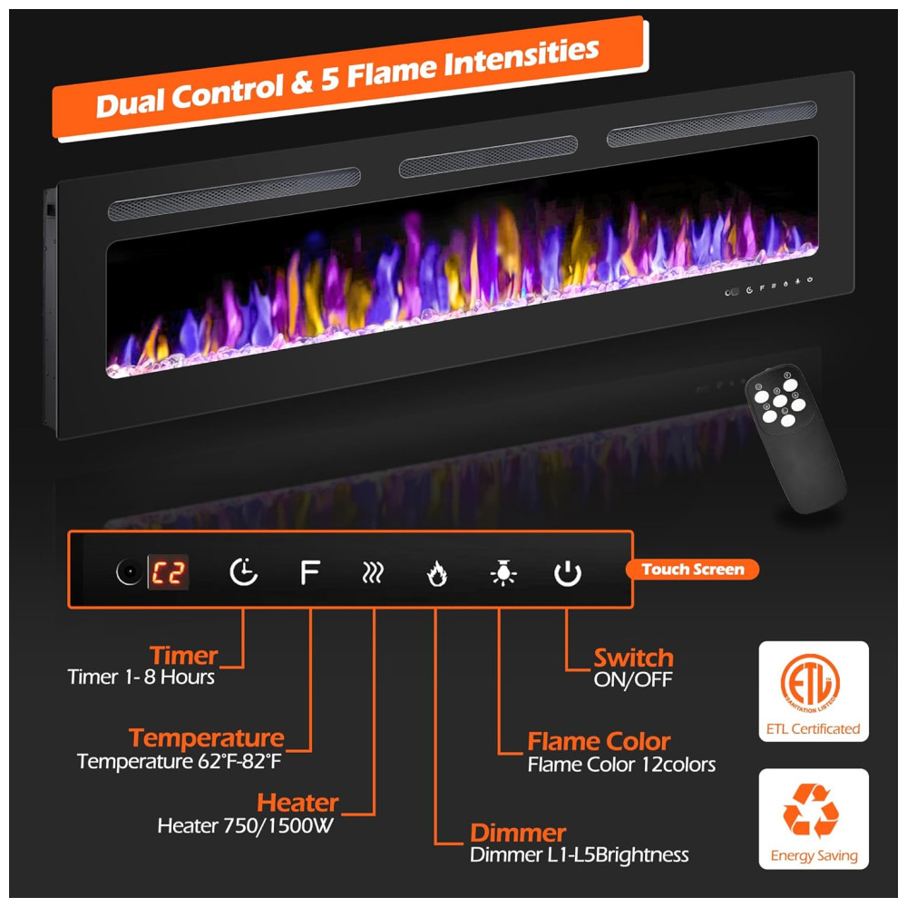 ectq5ywyf2lb0b_1 jpg - Lareira Elétrica de Embutir A43x172L com Controle Remoto e Chamas Multicolorida, 110V, BETELNUT, Preta