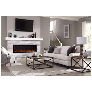 Lareira Elétrica de Embutir A48x127L com Controle Remoto e Chamas Multicolorida, 1500W, 110v, TOUCHSTONE 80036, Preto