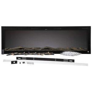 Lareira Elétrica de Embutir A48x127L com Controle Remoto e Chamas Multicolorida, 1500W, 110v, TOUCHSTONE 80036, Preto