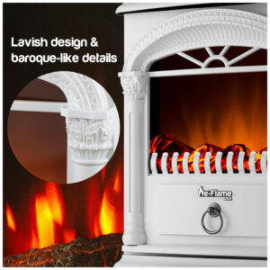 ectq61odtck00b_4 jpg - Lareira Elétrica com Chamas 3D Ajustáveis, 5115 BTU, 1500W 110v, e Flame USA, Branca