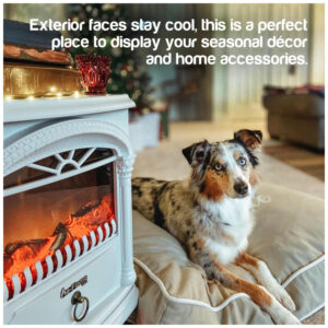 ectq61odtck00b_5 jpg - Lareira Elétrica com Chamas 3D Ajustáveis, 5115 BTU, 1500W 110v, e Flame USA, Branca