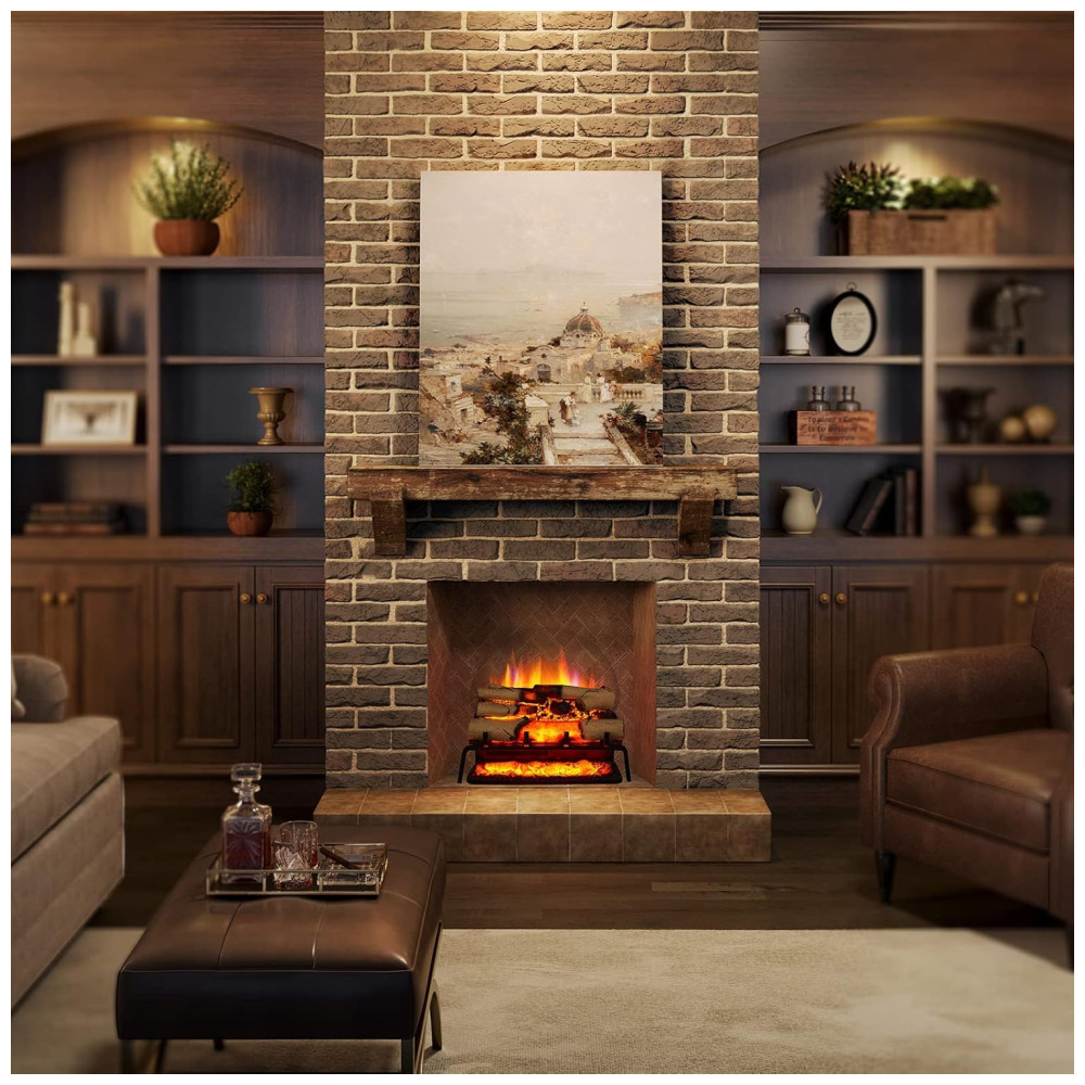 Lareira Elétrica Ecológica 23 58 cm com Controle Remoto, Toras de Bétula e Som Crepitante, 110V 1500W, Legend Flame EF484, Preta