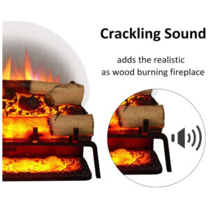 Lareira Elétrica Ecológica 23 58 cm com Controle Remoto, Toras de Bétula e Som Crepitante, 110V 1500W, Legend Flame EF484, Preta