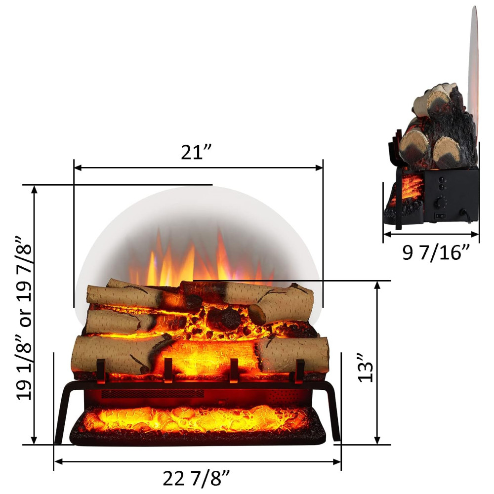Lareira Elétrica Ecológica 23 58 cm com Controle Remoto, Toras de Bétula e Som Crepitante, 110V 1500W, Legend Flame EF484, Preta