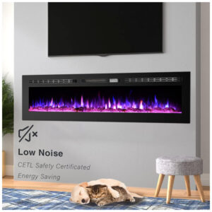 ectq67jwcdp90b_4 jpg - Lareira Elétrica CEARTRY de Embutir A43x152L com Controle Remoto e Luz de LED, 110V, 1500W, Preta