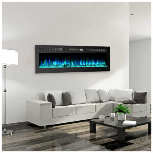 ectq67jwcdp90b_5 jpg - Lareira Elétrica CEARTRY de Embutir A43x152L com Controle Remoto e Luz de LED, 110V, 1500W, Preta