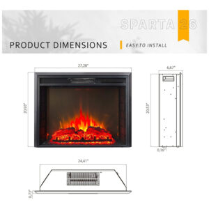 ectq6dk5v2290b_4 jpg - Lareira Elétrica de Embutir A53x69L Digital, Luz LED, Chama Ajustável e Temporizador, 110v, FIREBLAZE WHERE WARMTH BEGINS FB SPA26, Preto