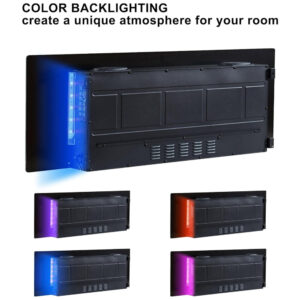 ectq6lwrj9cc0b_2 jpg - Lareira Elétrica de Embutir A45x182L cm com Alto Falantes via Bluetooth, 8 Opções de Chamas, Controle Remoto e Digital, 110V 1500W, MONDAWE, Preta