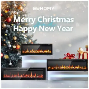 Lareira Elétrica EUHOMY 152x43cm 1500W Chamas LED 12 Cores Embutir 110V