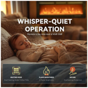 ectq6m3p9zld0b_4 jpg - Lareira Elétrica EUHOMY de 152 cm, Embutida ou de Parede, Chama Ajustável, Aquecedor com Controle Remoto, Timer, Tela Touch, Troncos e Cristais