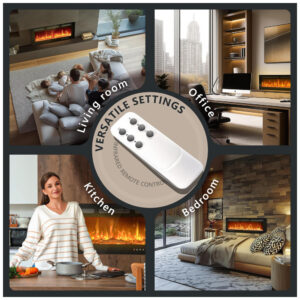 ectq6m3p9zld0b_7 jpg - Lareira Elétrica EUHOMY de 152 cm, Embutida ou de Parede, Chama Ajustável, Aquecedor com Controle Remoto, Timer, Tela Touch, Troncos e Cristais