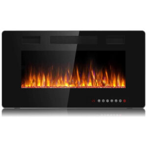 ectq6spj36q90b_0 jpg - Lareira Elétrica de Embutir A46x76L com Controle Remoto, Temporizador e Chamas Ajustavel, 110V 1500W, BOSSIN, Preta