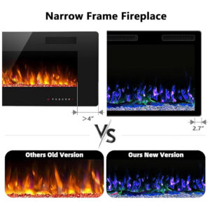 ectq6v772h9d0b_1 jpg - Lareira Elétrica de Embutir Ultrafina A49x106L cm com Temporizador, Controle Remoto, Cor e Brilho da Chama Ajustáveis, 110V 1500W, Pretzi, Preta