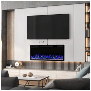 ectq6v772h9d0b_5 jpg - Lareira Elétrica de Embutir Ultrafina A49x106L cm com Temporizador, Controle Remoto, Cor e Brilho da Chama Ajustáveis, 110V 1500W, Pretzi, Preta