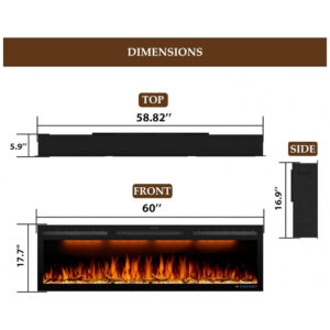 ectq6wzf6b4b0b_1 jpg - Lareira Elétrica de Embutir A44x152L com Controle Remoto e Chamas Realista e Proteção contra Superaquecimento, 110V 1500W, Dreamflame, Preta