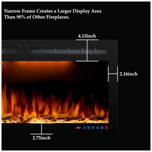 ectq6wzf6b4b0b_2 jpg - Lareira Elétrica de Embutir A44x152L com Controle Remoto e Chamas Realista e Proteção contra Superaquecimento, 110V 1500W, Dreamflame, Preta