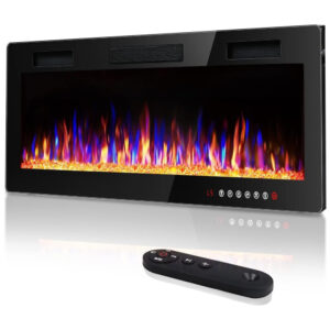 ectq7953pch80b_0 jpg - Lareira Elétrica Vitesse 42 FP C3 de Embutir A45x106L com Controle Remoto e Digital, Luz LED, Chamas Multicolorida e Temporizador, 110V, 1500W, Preta