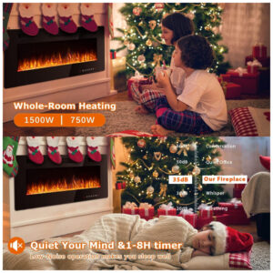 ectq7953pch80b_2 jpg - Lareira Elétrica Vitesse 42 FP C3 de Embutir A45x106L com Controle Remoto e Digital, Luz LED, Chamas Multicolorida e Temporizador, 110V, 1500W, Preta