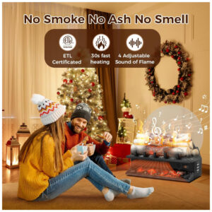 ectq7kclbtfc0b_5 jpg - Lareira Elétrica Ecológica com Controle Remoto, 4 Sons de Chama, Temporizador de 8H, Brilho e Velocidade Ajustáveis, 110V 1500W, Joy Pebble, Preta