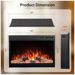 ectq7tsf8ql80b_1 jpg - Lareira Elétrica de Embutir A66x93L com Controle Remoto e Infravermelha, 1500W, 110v, XBEAUTY, Preto