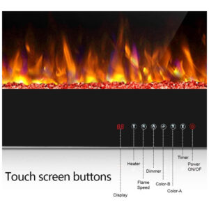 Lareira Elétrica de Embutir A45x106L com Controle Remoto e Digital, Luz LED, Chamas Multicolorida e Temporizador, 1500W, 110v, ANTARCTIC STAR, Preto