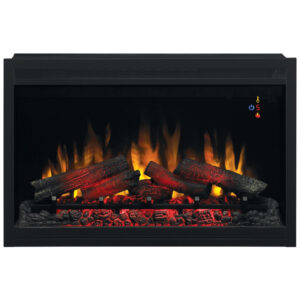 Lareira Elétrica de Embutir A60x91L cm com Controle Remoto Multifuncional, Termostato e 5 Opções de Brilho, 110V, ClassicFlame, Preta
