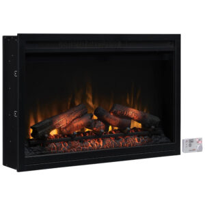 Lareira Elétrica de Embutir A60x91L cm com Controle Remoto Multifuncional, Termostato e 5 Opções de Brilho, 110V, ClassicFlame, Preta