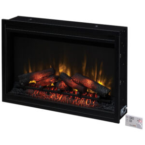 Lareira Elétrica de Embutir A60x91L cm com Controle Remoto Multifuncional, Termostato e 5 Opções de Brilho, 110V, ClassicFlame, Preta