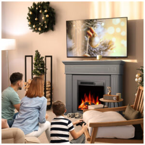 ectq87cyjtfc0b_7 jpg - Lareira Elétrica de Embutir A100x109L cm com Suporte de TV, Chama de LED Ajustável e Controle Remoto, 110V 1500W, R.W.FLAME, Cinza