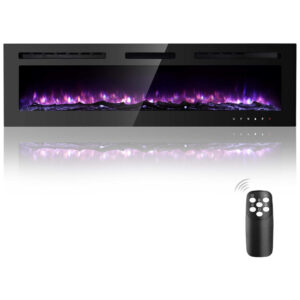 ectq8c95d2h90b_0 jpg - Lareira Elétrica de Embutir A43x152L Digital, Luz LED, Chama Ajustável e Temporizador, 1500W, 110v, HOMAJOR, Preto