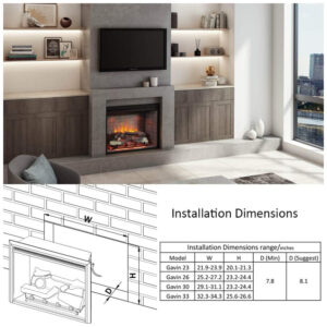 ectq8gmn6qx70b_3 jpg - Lareira Elétrica de Embutir A68x88L com Controle Remoto, 110V 1500W, RICHFLAME, Preta