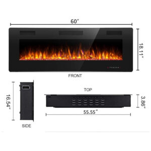 ectq8t3rskx70b_5 jpg - Lareira Elétrica de Embutir A45x152L com Controle Remoto e Digital, Luz LED, Chamas Multicolorida e Temporizador, 1500W, 110v, ANTARCTIC STAR, Preto