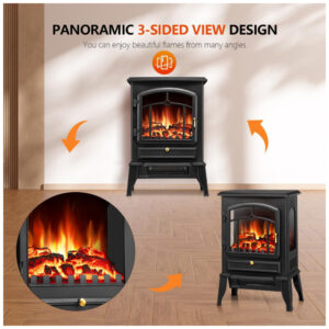 ectq8t623yjc0b_6 jpg - Lareira Elétrica Portátil com Termostato e Efeitos de Chama Realistas em 3D, 110V 1500W, RWFLAME, Preta