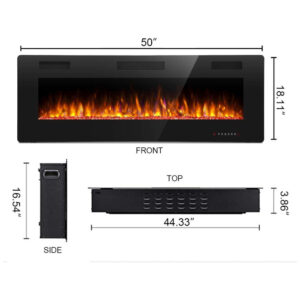 ectq8wqrskx70b_5 jpg - Lareira Elétrica de Embutir A45x127L com Controle Remoto e Digital e Luz LED, Chamas Multicolorida e Temporizador, 1500W, 110v, ANTARCTIC STAR, Preto