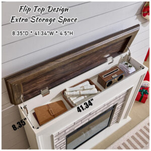 ectq8z8rhjcd0b_2 jpg - Lareira Elétrica de Embutir A86x115L cm com Suporte de TV e Nível de Chama Ajustável, 110V, Aitjunz, Branca