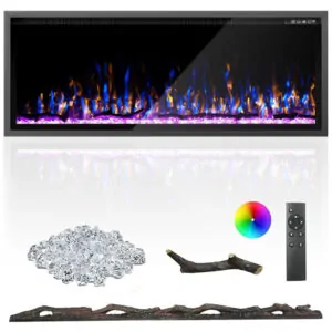ectq8z9vmskd0b_0 jpg - Lareira Elétrica de 127 cm, Ultrafina, Embutida ou de Parede, Troncos, Madeira Flutuante ou Cristais, Controle Remoto, Termostato, Timer,Kucreiheat
