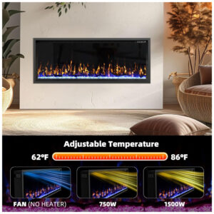 ectq8z9vmskd0b_4 jpg - Lareira Elétrica de 127 cm, Ultrafina, Embutida ou de Parede, Troncos, Madeira Flutuante ou Cristais, Controle Remoto, Termostato, Timer,Kucreiheat