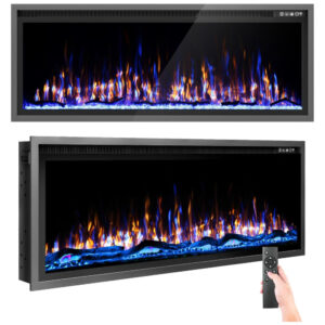 ectq8z9vmskd0b_5 jpg - Lareira Elétrica de 127 cm, Ultrafina, Embutida ou de Parede, Troncos, Madeira Flutuante ou Cristais, Controle Remoto, Termostato, Timer,Kucreiheat