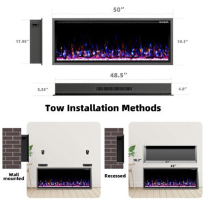 ectq8z9vmskd0b_6 jpg - Lareira Elétrica de 127 cm, Ultrafina, Embutida ou de Parede, Troncos, Madeira Flutuante ou Cristais, Controle Remoto, Termostato, Timer,Kucreiheat