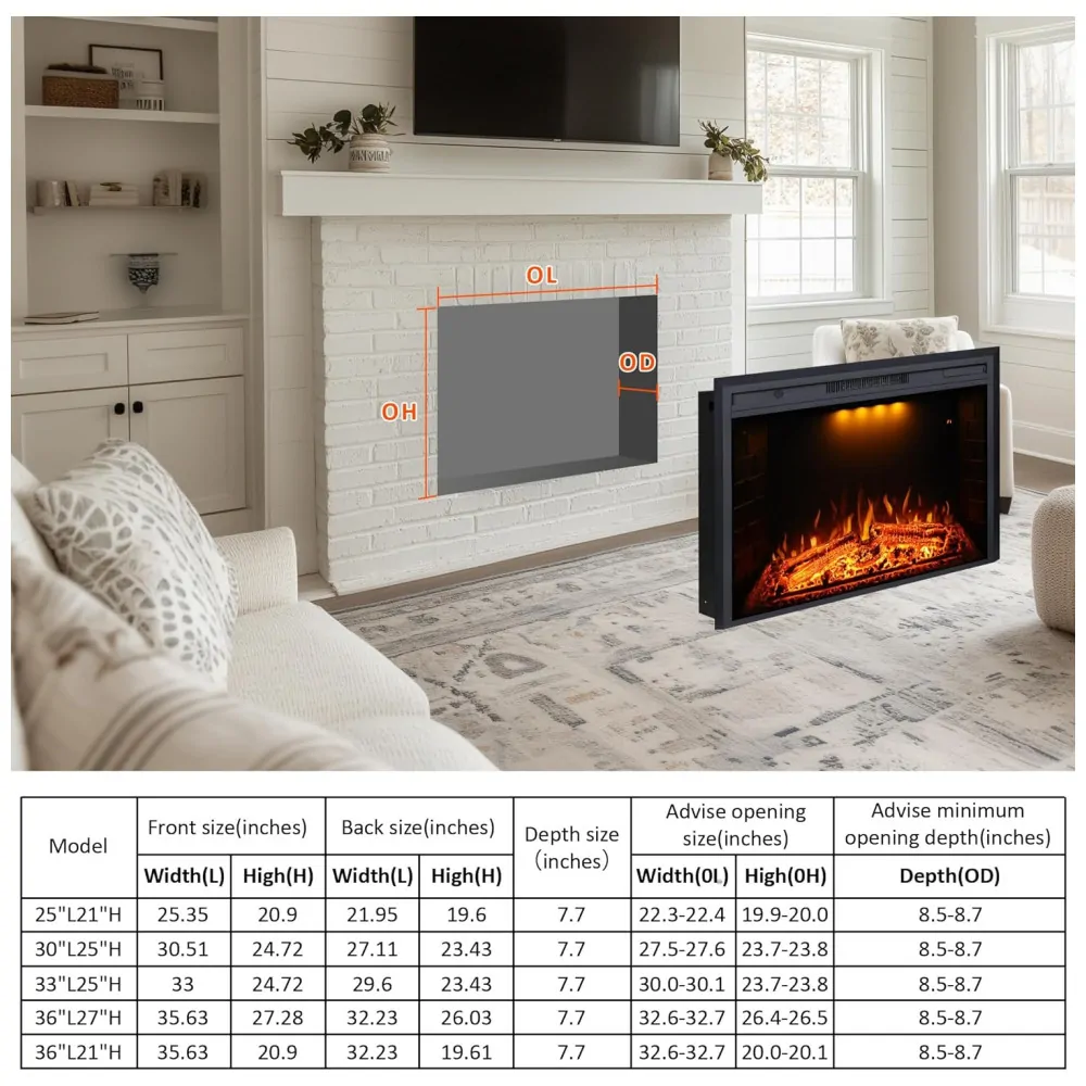 ectq91tx66z70b_4 jpg - Lareira Elétrica de Embutir A62x83L com Controle Remoto, 1500W, 110v, VALUXHOME VEF30T, Preto