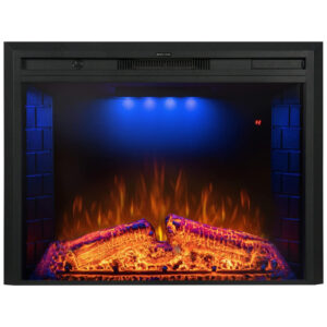 Lareira Elétrica de Embutir A62x78L com Proteção contra Superaquecimento e Chamas Ajustavel, 110V 1500W, Benrocks, Preta