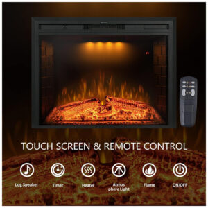 Lareira Elétrica de Embutir A62x78L com Proteção contra Superaquecimento e Chamas Ajustavel, 110V 1500W, Benrocks, Preta