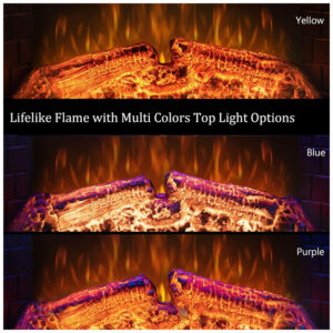 Lareira Elétrica de Embutir A62x78L com Proteção contra Superaquecimento e Chamas Ajustavel, 110V 1500W, Benrocks, Preta