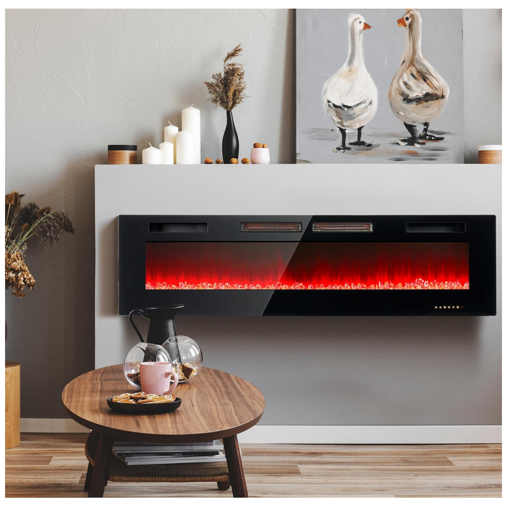 ectq95ffs6lc0b_6 jpg - Lareira Elétrica oneinmil de 173 cm, Embutida ou de Parede, Controle Remoto com Timer, 12 Cores de Chama Ajustáveis, Pedras de Cristal, 750W 1500W.