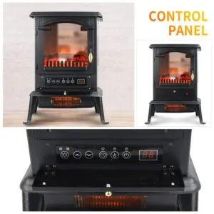 Lareira Elétrica Portátil com Controle Remoto e Segurança Contra Tombamento, 110V 1500W, VOLTORB, Preta