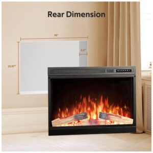 ectq9f13lpl80b_2 jpg - Lareira Elétrica de Embutir A66x86L Digital, Luz LED, Chama Ajustável 3D e Temporizador, 1500W, 110v, XBEAUTY, Preto